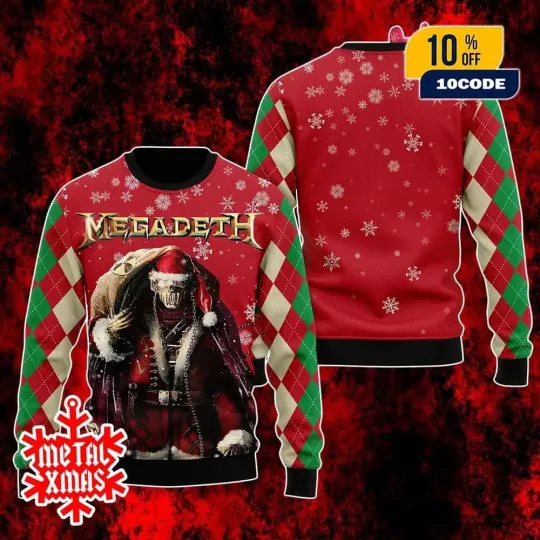 Megadeth Ugly Christmas Sweater Metal Santa Holiday Jumper