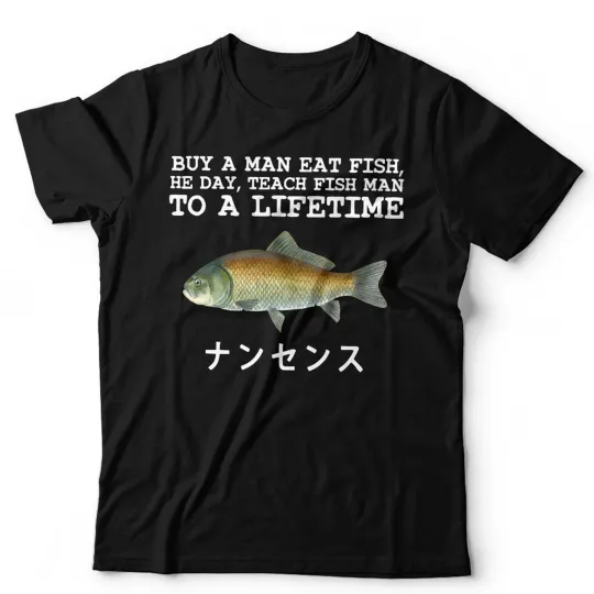 Discover Buy A Man Eat Fish Tshirt Unisex Funny Meme Tok Shirt Sarcastic Gen Z