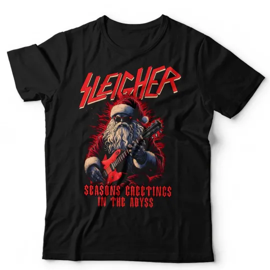 Sleigher Heavy Metal T-Shirt Unisex Kids Christmas Santa Goth