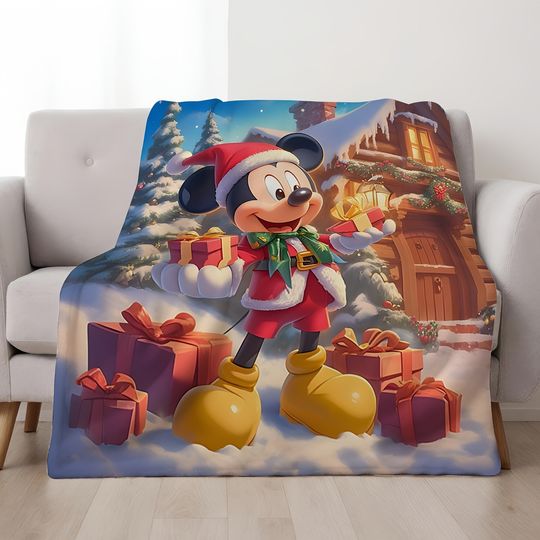 Discover Christmas Mickey Mouse Gift - Giving Throw Blanket, Disney Holiday Decor Blanket