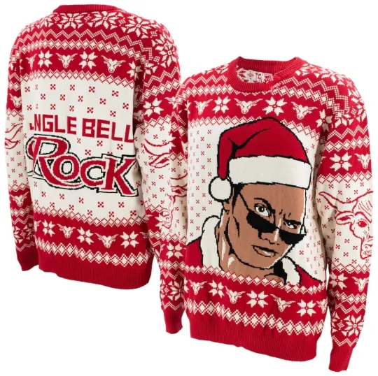 Discover The Rock Jingle Bell Rock Ugly Christmas Sweater Men’s Holiday Pullover Gift