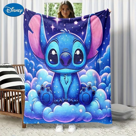 Discover 1PC Disney Stitch Blanket for Cozy ,Multifunctional blanket suitable for home, outdoor, travel, camping, nap cover blanket.