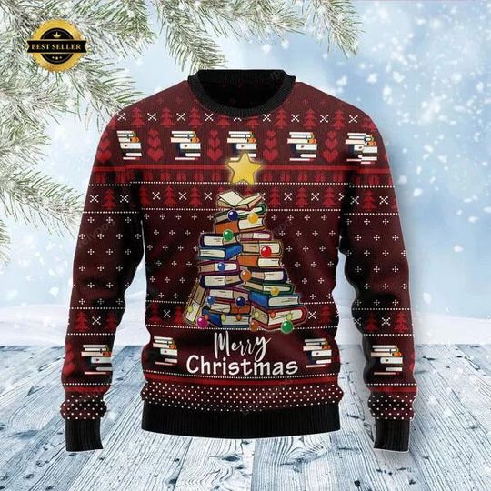 Discover Book Christmas Tree Ugly Sweater - Funny Holiday Sweater