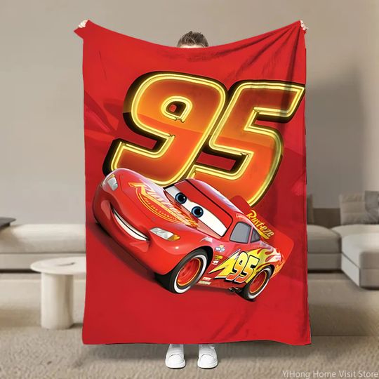 Discover Disney Car Lightning Mcqueen Flannel Plush Soft Fluffy Break Nap Blanket Children's Cover Cartoon Blanket Children Anime Blanket