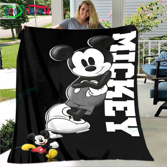 Discover Hot Mickey Disney Cartoon Print Flannel Adult and Children's Blanket Sofa Bed Decoration Blanket Portable Blanket Gift