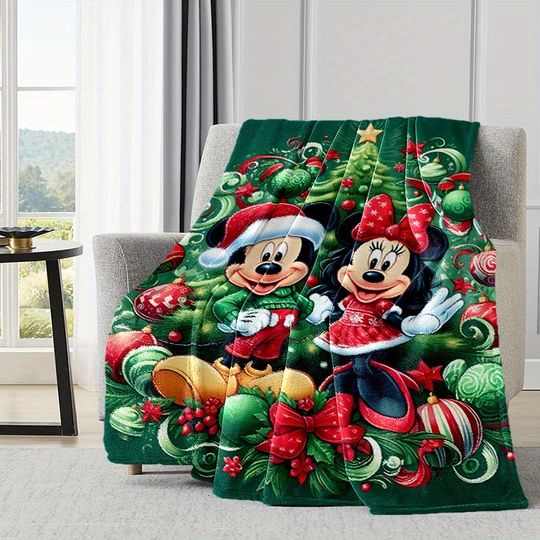 Discover Mickey and Minnie Mouse Christmas Tree Blanket, Designed Holiday Occasions Suitable Sofa Bed Sofas and Travel Christmas Blankets