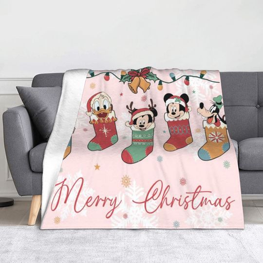 Discover Super Soft Mickeys Mouse Minnie Christmas Throw Blanket Premium Flannel Fleece Bed Blanket Cozy Fluffy Blankets All Season Use
