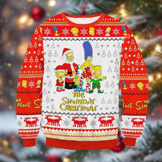 The Simpsons Christmas Ugly Sweater, Family Simpsons Xmas Sweater, Homer Simpson Shirt, Funny Bart Simpson Sweater, Xmas Gifts Idea