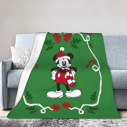Discover Mickey Mouse Cute Blankets Fleece Spring/Autumn Christmas Breathable Lightweight Throw Blanket for Sofa Office Bedding Throws