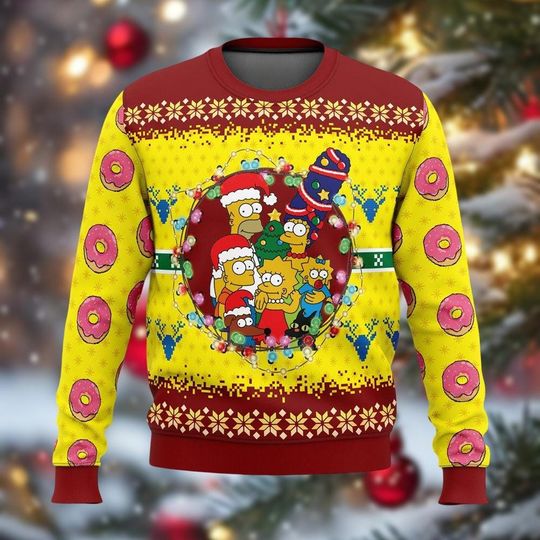 The Simpsons Ugly Christmas Sweater, Homer Simpson Shirt, Funny Bart Simpson Sweater, Disneyland Sweatshirt, Family Christmas Outfit