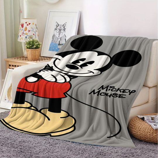 Discover Disney Mickey Mouse Blanket Hot Cartoon Printed Flannel Throw Blankets for Home Leisure Camping Travel Children's Holiday Gift