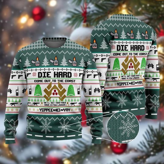 Nakatomi Plaza Christmas Ugly Sweater, Die Hard Xmas Sweatshirt, Retro Christmas Movie Sweater, Quotes Holiday Sweater For Men Women