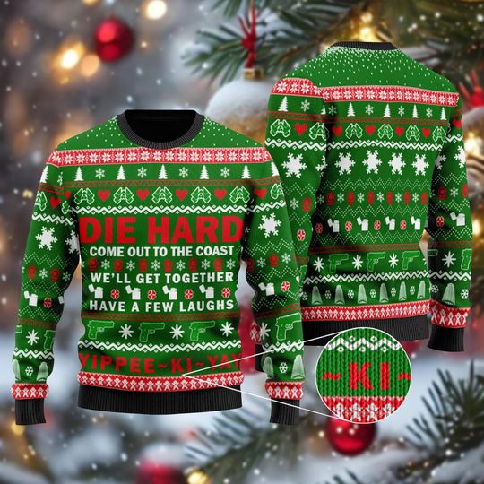 Die Hard Ugly Christmas Sweater, John McClane Xmas Sweater Men Women, Yippee Ki Yay Come Out To The Coast Well Get Together Sweatshirt