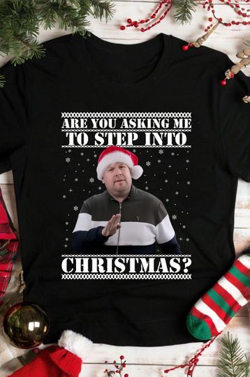 Discover Step Into Christmas Smithy & Nessa T-Shirt Funny Gavin and Stacey Xmas Tee Vintage 90s Meme Top Secret Santa Gift Unisex Kids Adults Tops