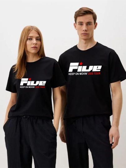 Discover Keep on Movin 2025 UK Tour T-shirt, Couple Matching Five Concert Shirt, Concert Lover Tee Top, Music Festival T-Shirt