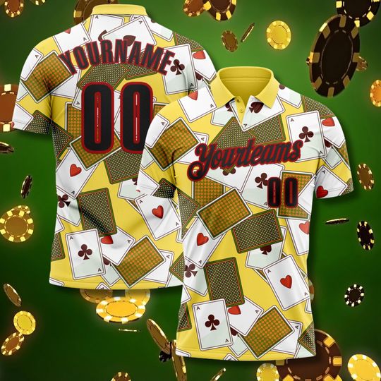 Discover Custom Poker Cards Pattern Polo Shirt with Personalization Options for Teams