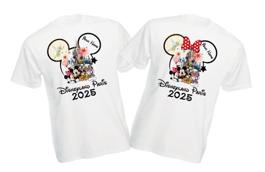 Discover Personalised Disneyland Paris 2025 Family T-Shirt, Group Family Holiday Vacation, Mickey And Friends Custom Name shirt, Unisex Kids Tee Top