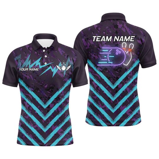Discover Custom Neon Lightning Bowling Team Polo Shirt