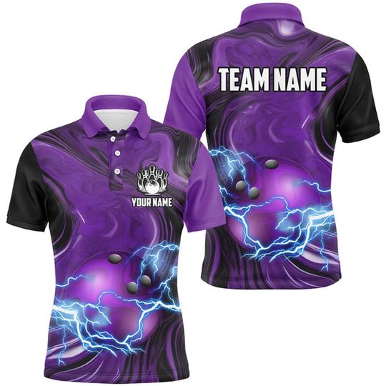 Discover Custom Lightning Bowling Polo Shirt - Purple Storm Team Jersey