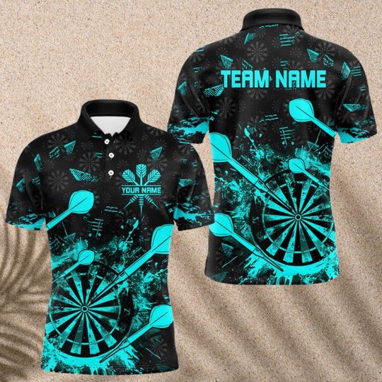 Discover Custom Darts Team Polo Shirt with Name and Dartboard Design