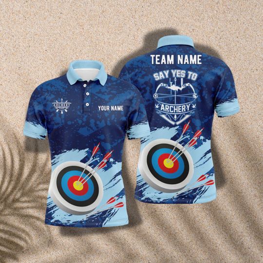 Discover Archery Team Polo Shirt Custom Name Bow Target Sports Shooting Tee