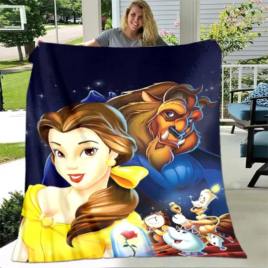 Beauty and the Beast Soft Plush Blanket,Flannel Blanket Throw Blanket for Living Room Bedroom Bed Sofa Picnic Cover
