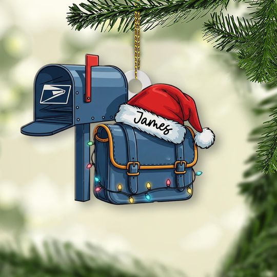 Discover Customizable Mail Carrier Christmas Ornament, Postal Worker Personalised Holiday Decor, Postal Service Mailbox Xmas Tree Ornament
