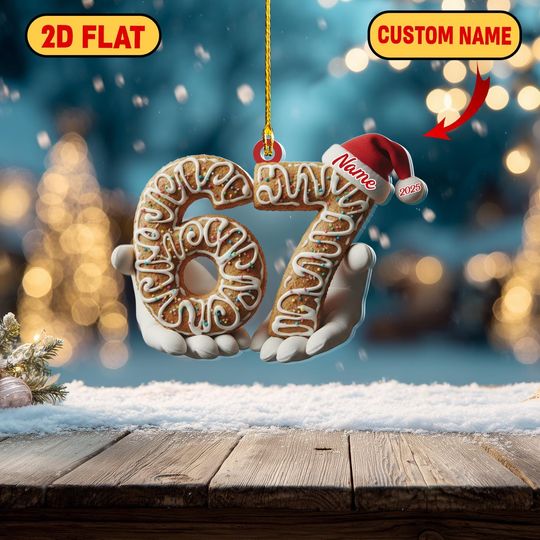 Custom Gingerbread Number Acrylic Ornament 2025, Personalized Name Christmas Cookie Style 2D Flat Hanging Holiday Decor