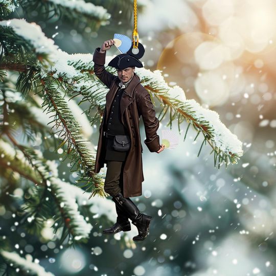 Discover Jamie Fraser Christmas Ornament, Outlander Inspired Acrylic Tree Hanging, Scottish Highlander Plaid Holiday Decoration, Unique Xmas Gifts