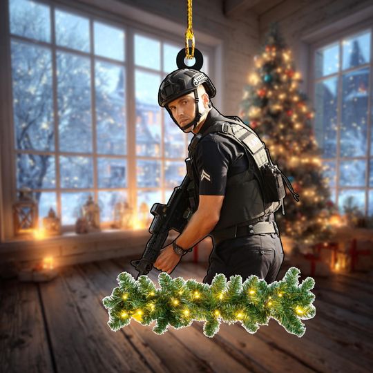 Discover Tim Bradford Christmas Ornament, Retro Police Character Decor, Fan Gift, Custom Tree Decoration, TV Show Inspired Holiday Ornament