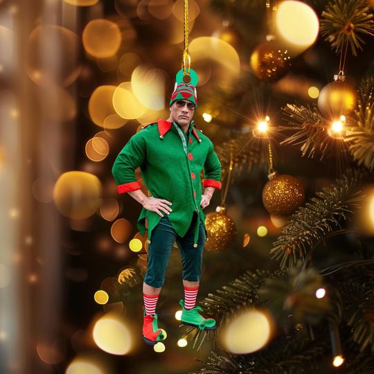 Dwayne Johnson Christmas Ornament, Retro Rock Bootleg Style Fan Gift, Custom Holiday Tree Decoration, Collectible Movie Star Ornament