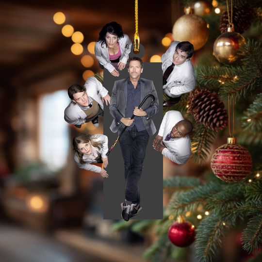 Discover House MD Christmas Ornament, Gregory House with Doctors Cast, Retro TV Show Fan Gift, Custom Holiday Tree Decoration, Medical Drama Ornament