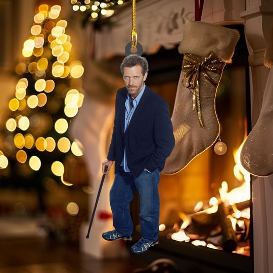 Discover House MD Christmas Ornament, Gregory House with Doctors Cast, Retro TV Show Fan Gift, Custom Holiday Tree Decoration, Medical Drama Ornament