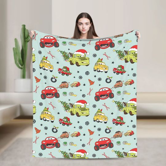 Discover Cars Lightning McQueen Christmas Wool Blankets  Funny Throw Blanket for Home 125*100cm Plush Thin Quilt