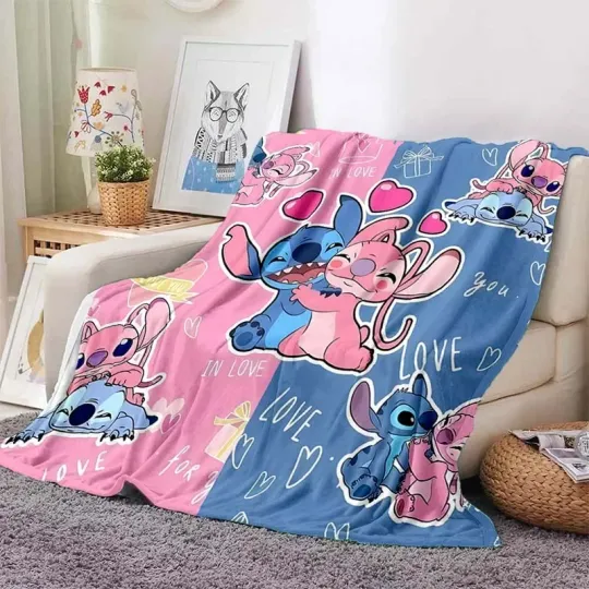 Stitch Flannel Fluffy Throw Camping Blanket for Children Sofa Throw Blanket Modern Fashion Gift Miniso Girlfriend Gift
