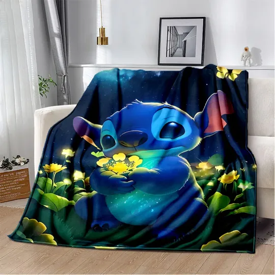 Discover HD Cute Stitch Cartoon Personality Kawaii Soft Flannel Blankets,Throw Blanket Comfortable Blanket for Beds Sofa Home Bedroom Kid