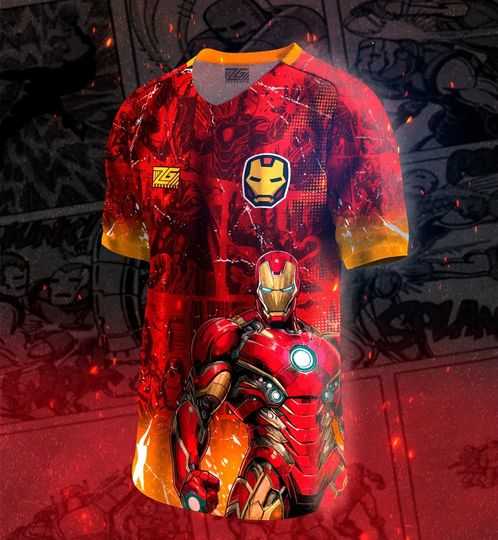 Discover Marvel Spider - Man Jersey - This V - Neck Jersey Features A Striking Red Base Ideal for Spider - Man Enthusiasts