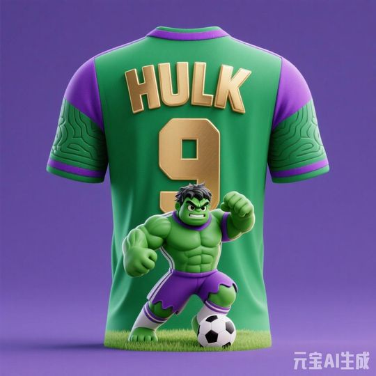 Hulk Jersey Cartoon Pattern Jersey Marvel Series Ai Creative Design HULK #9 Children/Adult Breathable Quick-Drying Sportswear