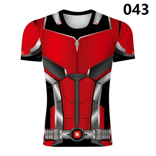Summer Men's 3D Spider-Man Superhero Iron Man Short-sleeved Swimsuit Fitness Jacket Deadpool Wolverine T-shirt Football Jersey