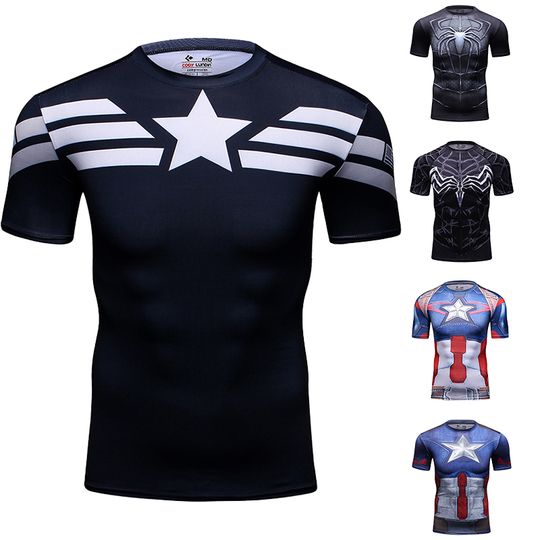 Cody Lundin Marvel Clothes 3D Printing Compression Sports Fitness Shirt Running Cosplay Short Sleeve Captian Amerial T-Shirt