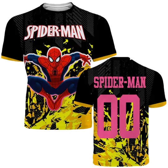 Discover 2025 New 3D printed Marvel superhero Spider-Man Spider-sensing football jerseys for men and women quick-drying T-shirts