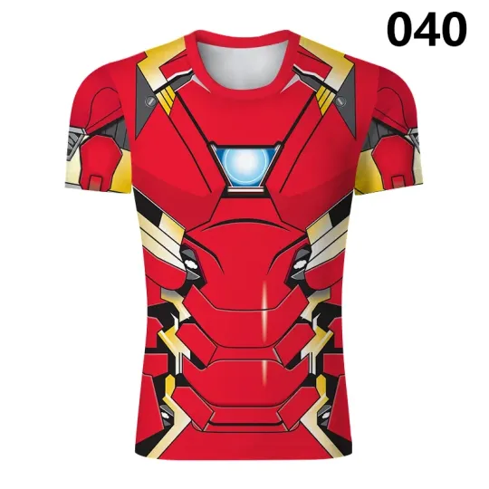 Summer Deadpool Wolverine T-Shirt Football Jersey Men Compression Spiderman Superheros Iron Man Short Sleeve Swimwear GYM Tops