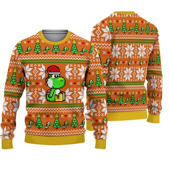 Christmas Super Mario Yoshi Ugly Sweater, Yoshi Xmas Sweater, Super Mario Ugly Christmas Sweater, Funny Christmas Sweater