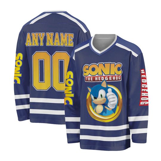 Custom Disney Sonic  The Hedgehog Hockey Jersey, Disney Sonic Hockey Jersey, Sonic The Hedgehog Hockey Fan Lover Gift