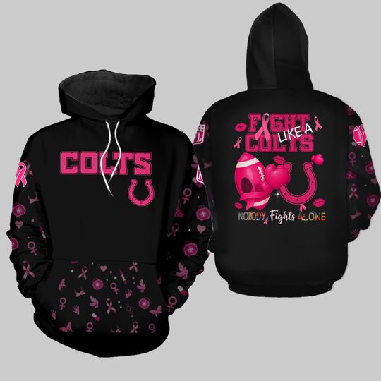 Indianpoliis Colts Nobody Fights Alone Breast Cancer 3D Hoodie