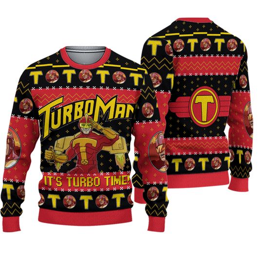 It’s Turbo Time! Turbo Man Ugly Christmas Sweater