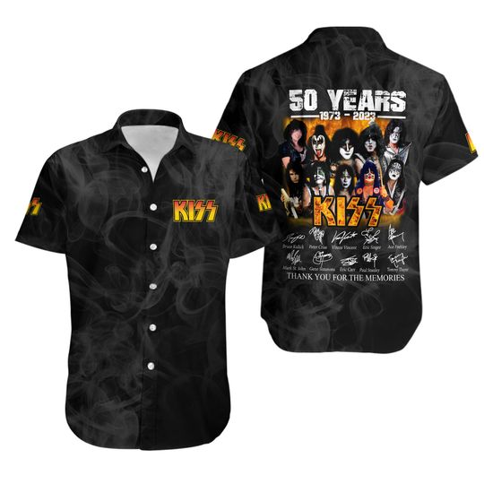 Kiss Band Button Shirt, Kiss Tour Shirt, 50th Anniversary Button Shirt