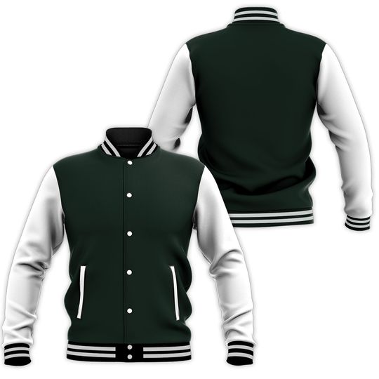 Mens Classic Wool Varsity Letterman Jacket with Leather Sleeves