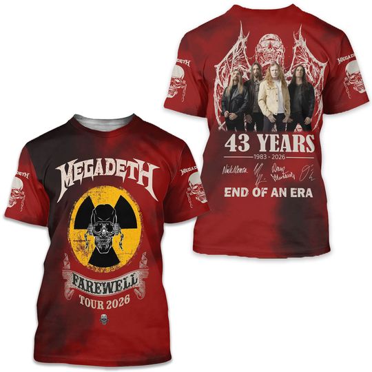 2025 Megadeth Band 43 Years 3D Shirt, Gift For Fan