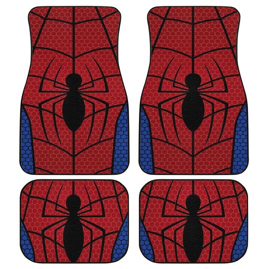 Red and blue Spider Car Floor Mats set of 4, Hand-painted Spider Car Mats, Stylish Car Mats Set, Superhero Car Accessories for dad gift